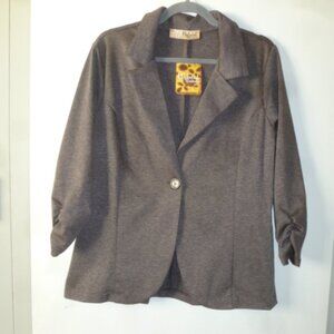 Hybrid & Company Women's Casual Work Office Brown Blazer Jacket Stretch